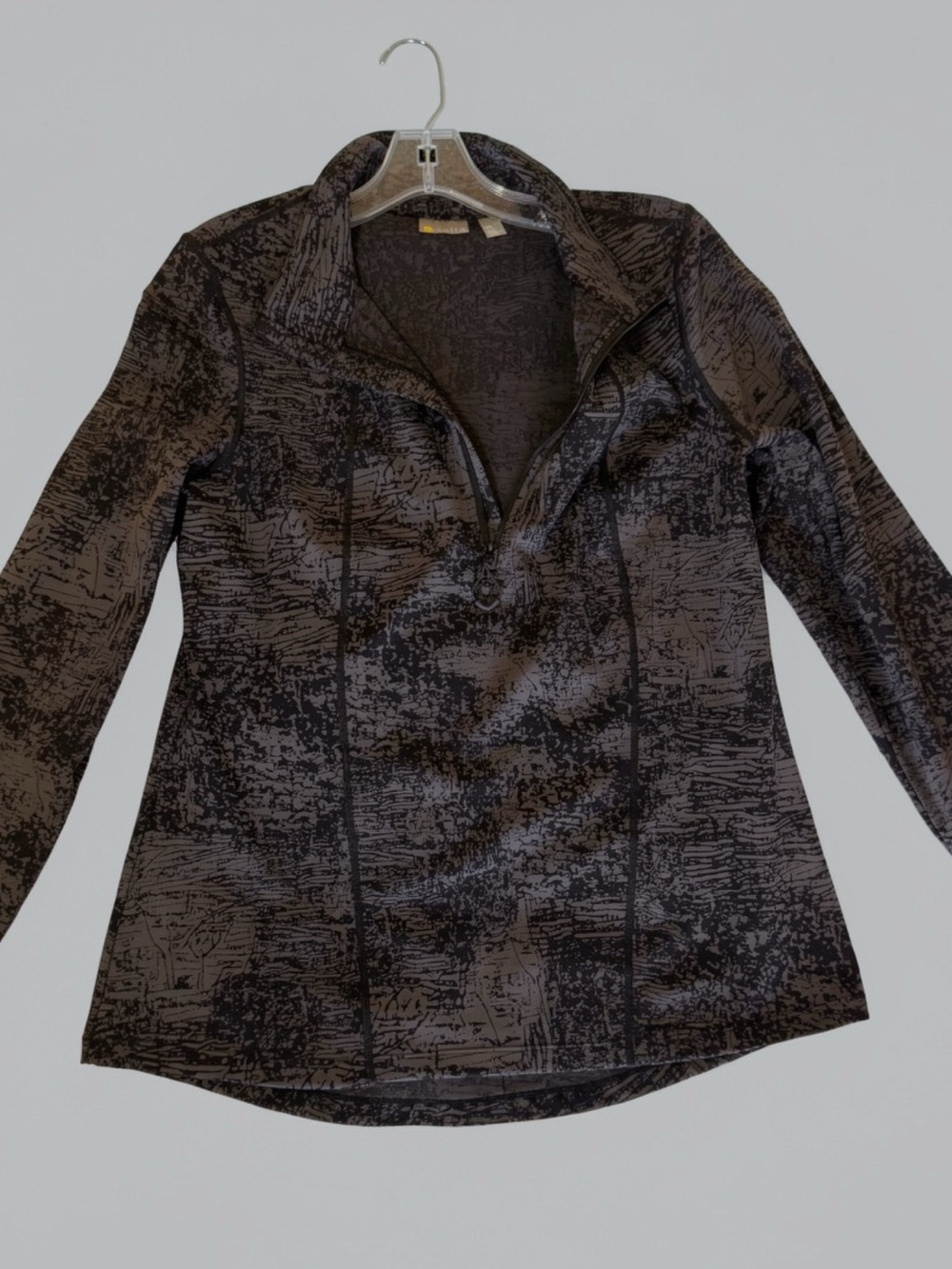 Zella Women Pullover Top Long Sleeve Black Gray Space Dye Size XL , 1/4 Zip